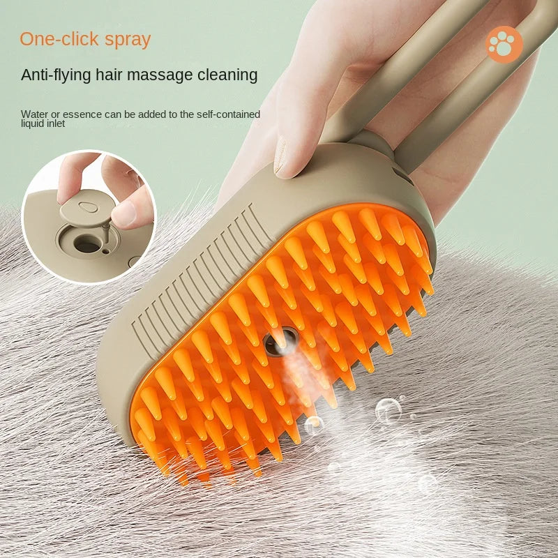 Cuddle & Care β¨β¨ Steamy Fur Brush πΎπ - 3-in-1 Grooming & Massage Tool for Furry Friends!