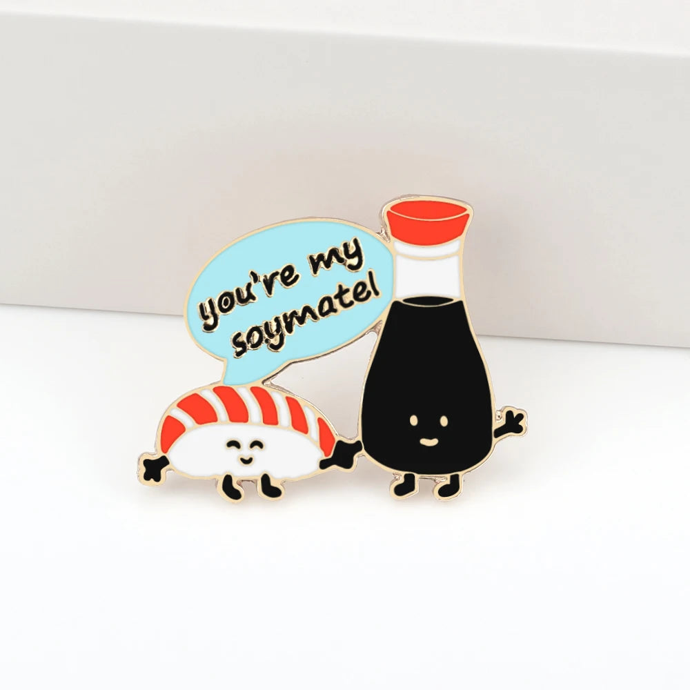 Kawaii Japanese Food Lapel Pins π£π₯’ Cute Salmon Sushi & Ramen Brooches β¨ Fun Enamel Badges for Kids & Girls π Adorable Jewelry Gift!