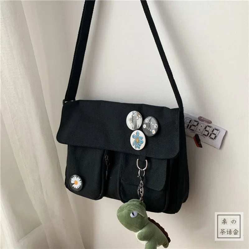 Kawaii Canvas Crossbody Bag 🌈✨ - Adorable Harajuku Style for Students & Girls! 👜💖