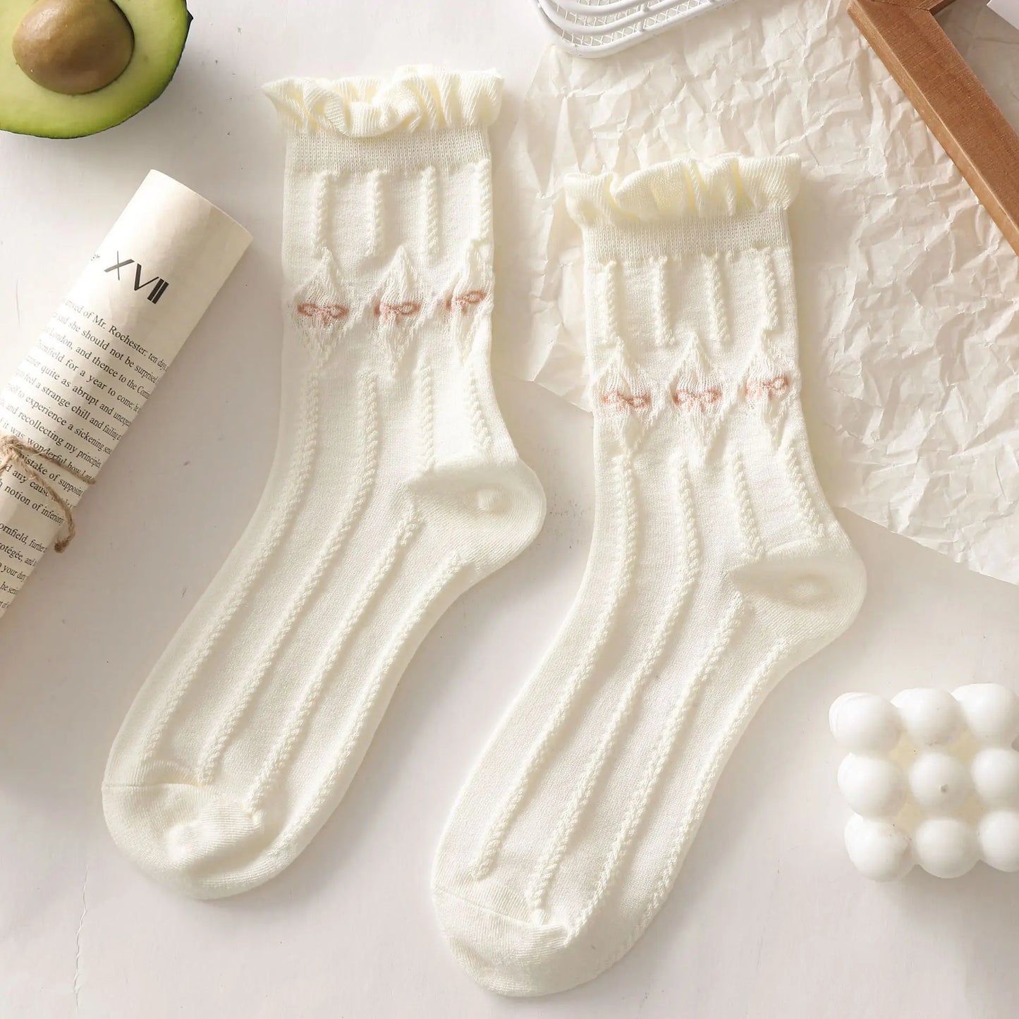 Charming Cotton Socks with Cute Bowknot & Floral Fun ๐ธโจ Perfect for Harajuku & Lolita Styles! - Pixie Quill