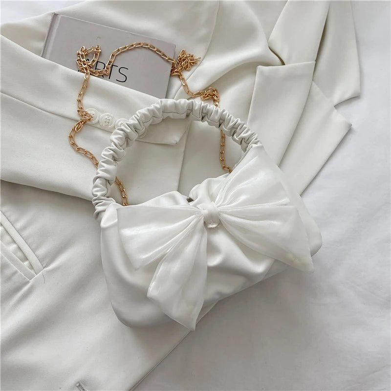Kawaii Bowknot PU Leather Shoulder Bag 🎀 | Cute Chain Messenger Handbag for Stylish Women 💖