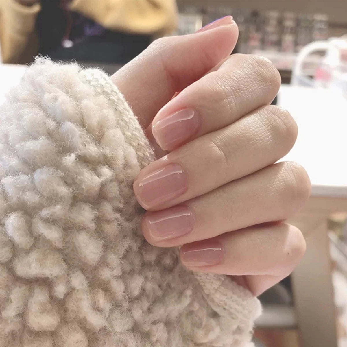 Kawaii 24pcs Iced Strawberry Cloud Fake Nails πβ¨ Cute Short Press-On Acrylic Tips for Girls!