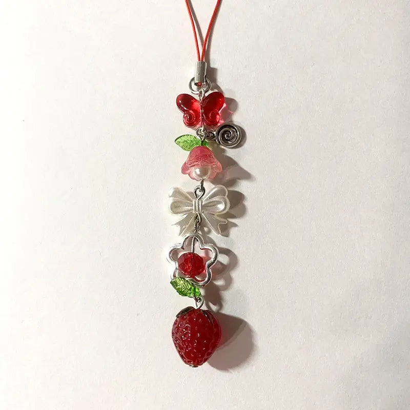 Red Strawberry Phone Charm Handmade Fairy Core Fashion Jewelry 🍓📱