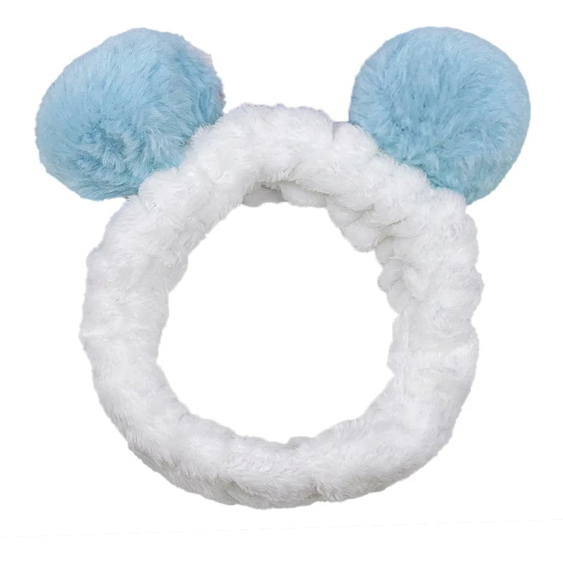 Women Wash Face Makeup Soft Coral Fleece Elastic Headband Head Wrap Cute Rabbit Bow Animal Ears Hairband Girl Hair Accessories