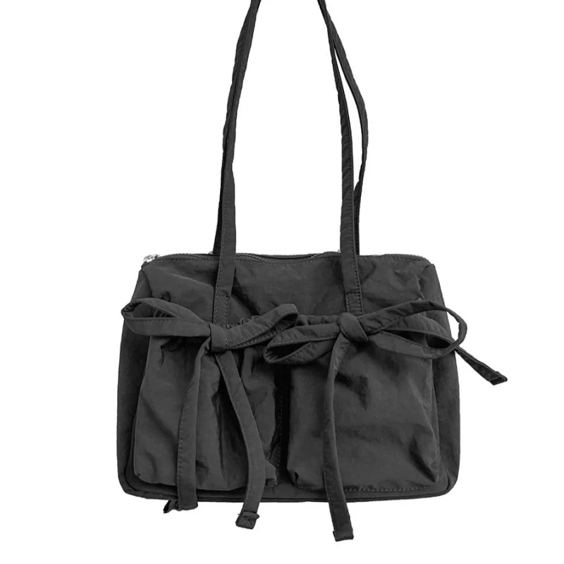 Charming Kawaii Nylon Tote Bag with Adorable Bow Design β Spacious & Playful Travel Companion! πΈπβ¨