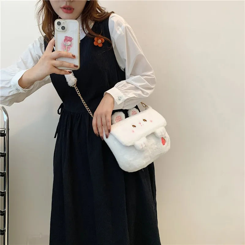 Kawaii Plush Frog Messenger Bag πΈβ¨ - Cute Cartoon Shoulder Bag for Girls!