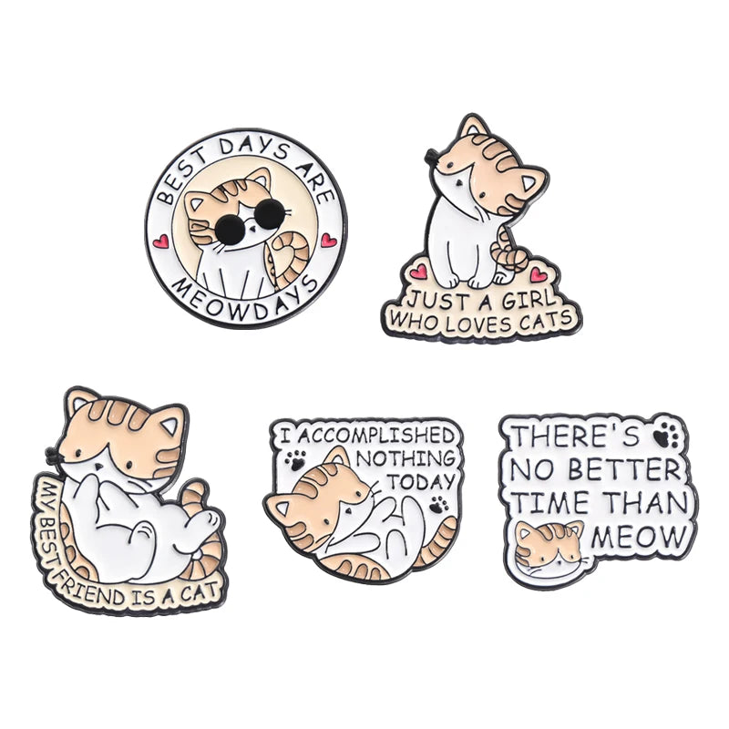 Kawaii Animal Brooch Set πΎβ¨ Adorable Enamel Pins - Cute Cat & Capybara Metal Accessories for Fashion & Gifts! ππ