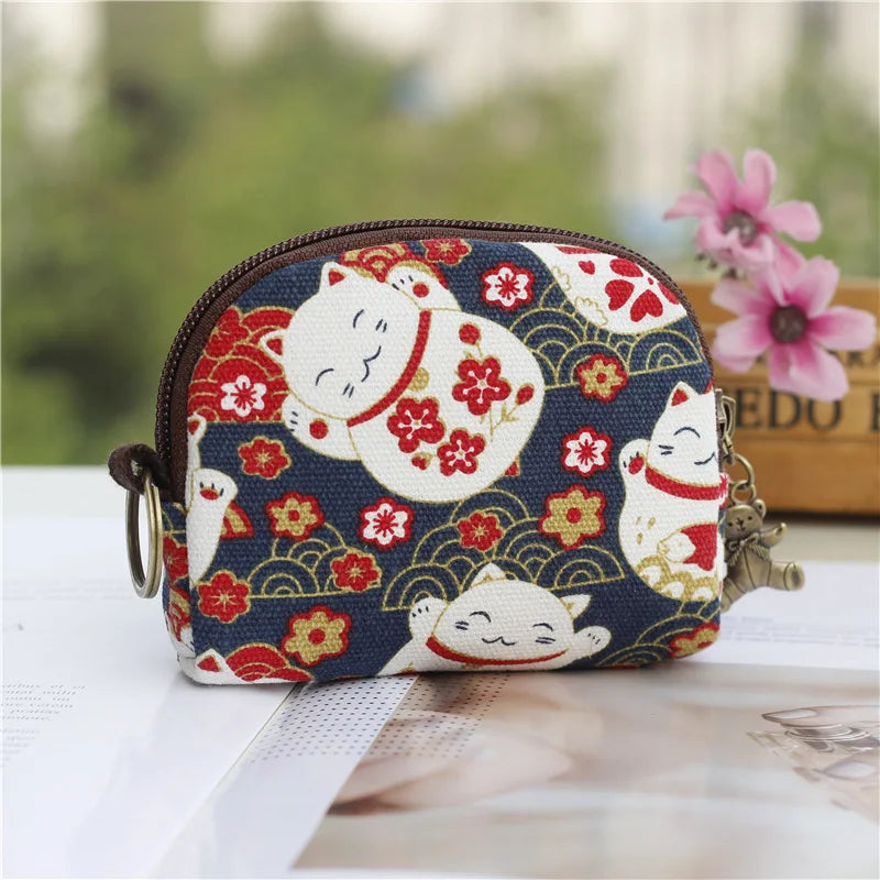 Kawaii Canvas Cartoon Keychain Wallet πβ¨ | Adorable Mini Card & Coin Purse for Kids & Ladies ππ