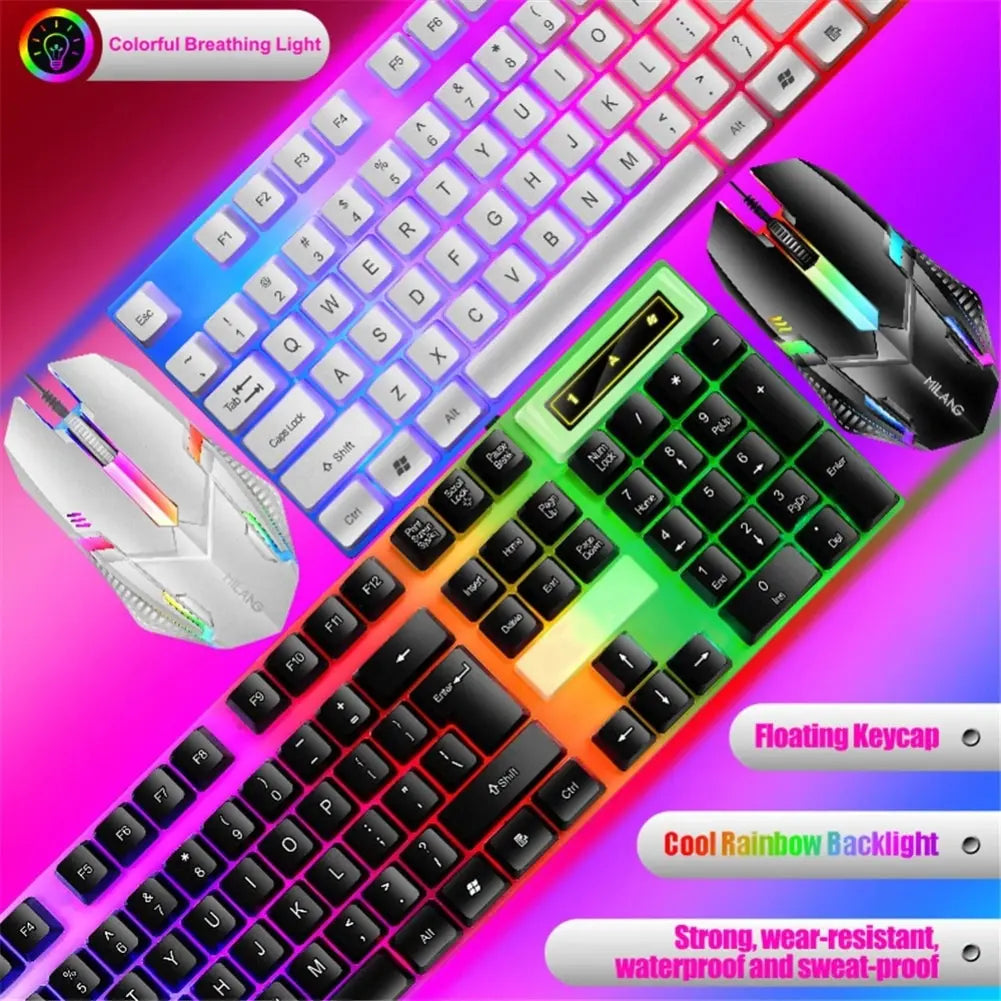 ๐ Kawaii Rainbow Backlit Keyboard & Mouse Set ๐โจ