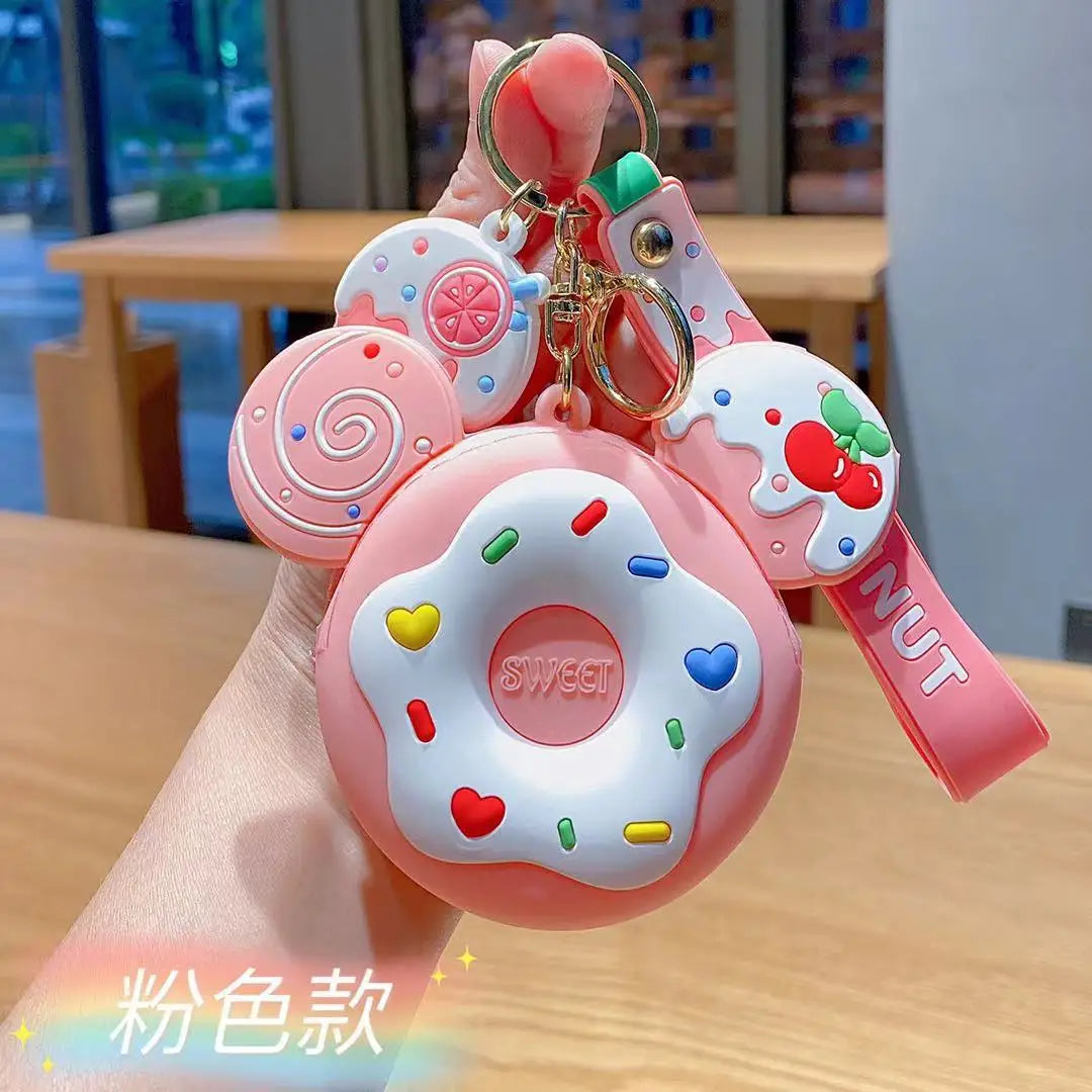 Kawaii Donut Rabbit Coin Purse πβ¨ | Cute Silicone Keychain & Storage Bag for Girls π°π©