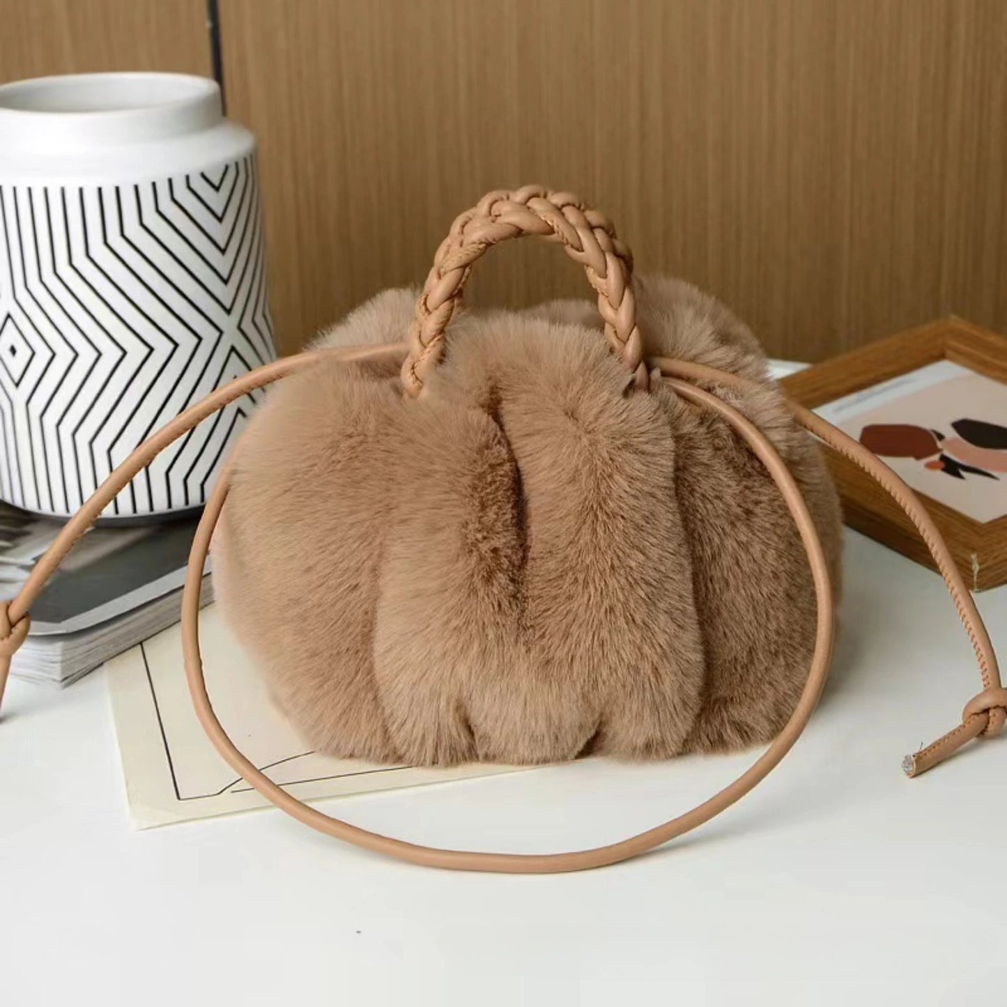 Kawaii Plush Pumpkin Crossbody Bag πβ¨ - Trendy Pleated Cloud Tote for Women ππ