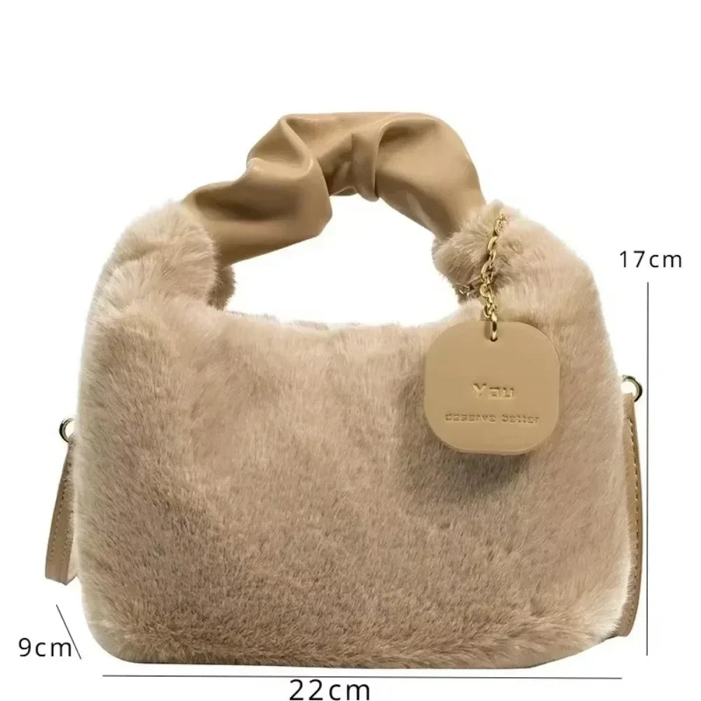 Kawaii Fluffy Dumpling Bag πβ¨ | Soft Plush Underarm Purse for Stylish Women πΈπ | Perfect for Autumn & Winter Shopping!
