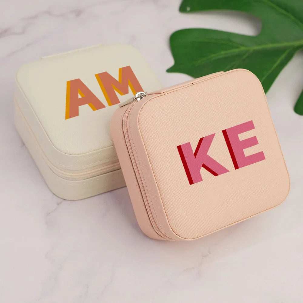 Kawaii Personalized Leather Travel Jewelry Case β¨π Cute Bridesmaid Gift Box for Her! ππ