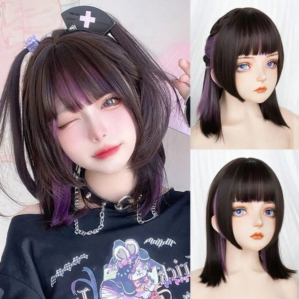 Enchanting Ombre Kawaii Wig πβ¨ - Long Straight Lolita Style with Bangs in Glacier Blue & Blonde!