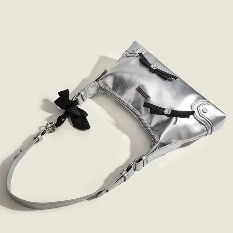 Kawaii Bow & Chain Y2K One Shoulder Bag πβ¨ - Spliced Style for Sweet Spicy Girls! π