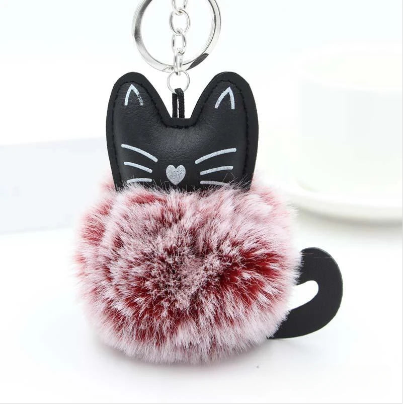 Kawaii Cat Pompom Keychain πΎβ¨ Adorable Fur Ball Tail Accessory for Bags & Keys π Perfect Gift for Cat Lovers!