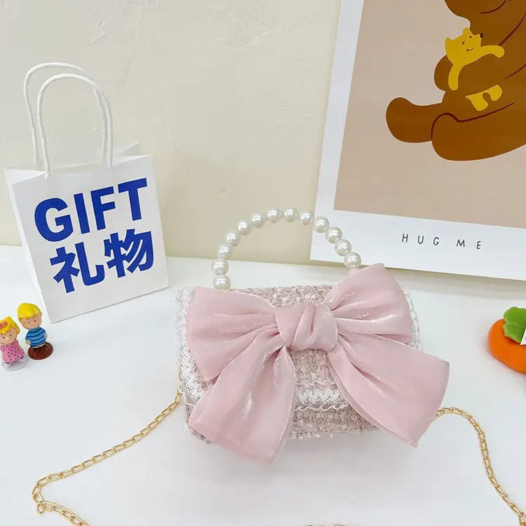 Kawaii Princess Pearl Handbag πβ¨ - Adorable Bow Shoulder Messenger Bag for Kids & Parents! πΈπ§