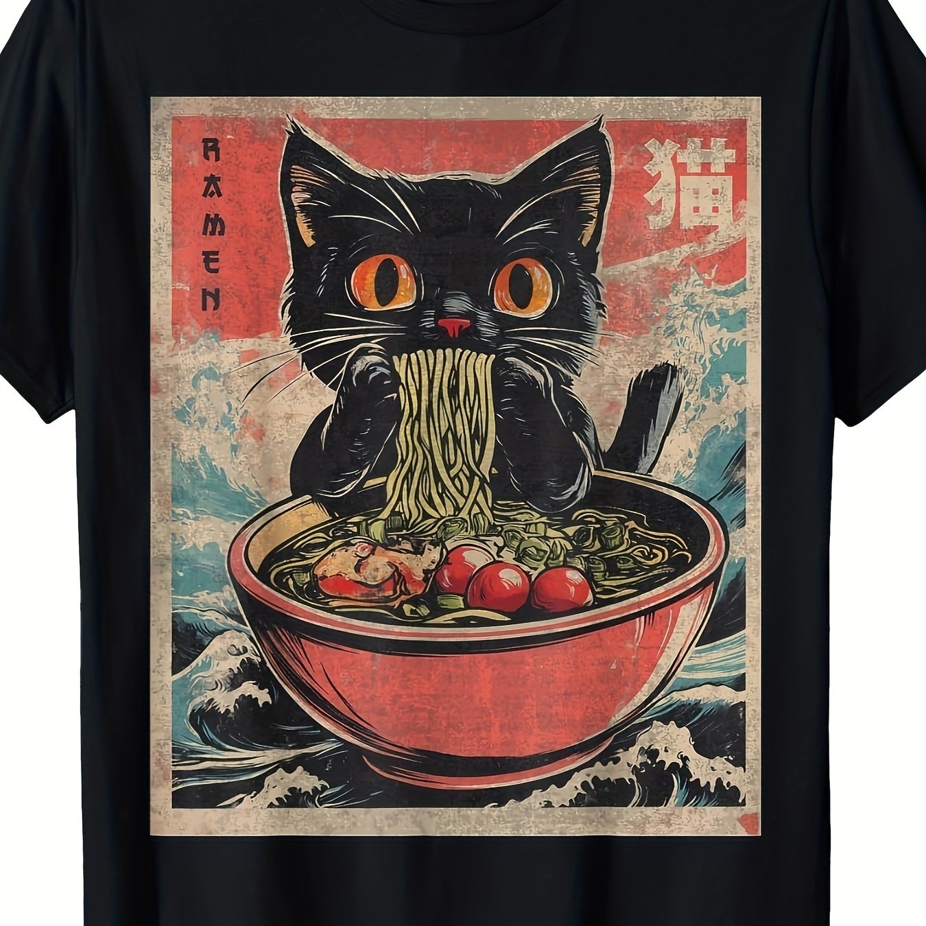 Kawaii Cat Ramen Tee 🍜🐾 | 100% Cotton Fun Graphic Shirt! - Pixie Quill