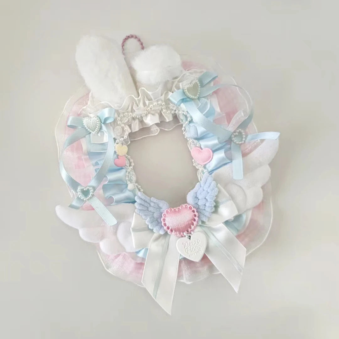 Bunny Style ID Card Holder Handmade Ribbon Blue Pink PVC Card Sleeve 🐰💖