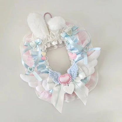 Bunny Style ID Card Holder Handmade Ribbon Blue Pink PVC Card Sleeve 🐰💖