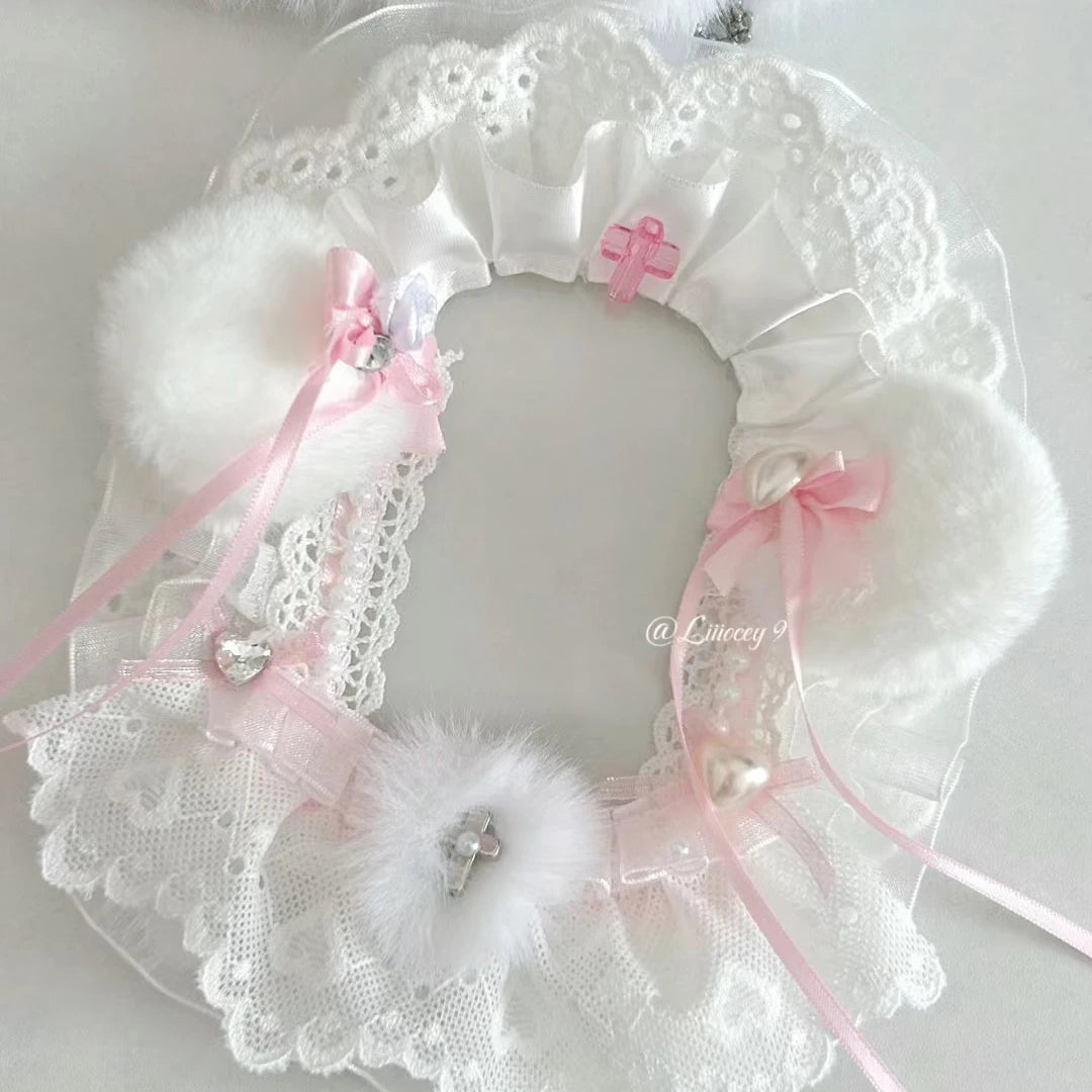 Bunny Style ID Card Holder Handmade Ribbon Blue Pink PVC Card Sleeve 🐰💖