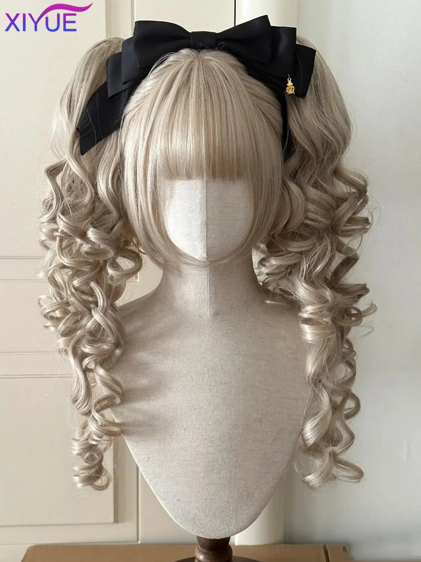 Double Ponytail Lolita Wig With Bangs Ombre Blonde Brown White Gray For Cosplay Harajuku Look 🎀✨💖