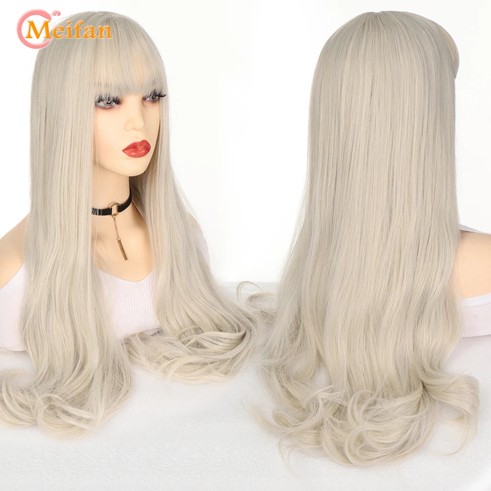 Kawaii Ombre Pink & Blonde Long Straight Wig 🎀✨ - Cute Lolita Cosplay Hair for Parties & Halloween! 🌸🖤