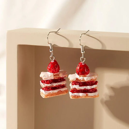 🍓 Cute Strawberry & Watermelon Cake Earrings 🍉✨ Handmade Sweetness for Every Occasion! 🎉💖