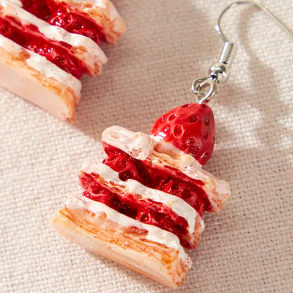 🍓 Cute Strawberry & Watermelon Cake Earrings 🍉✨ Handmade Sweetness for Every Occasion! 🎉💖