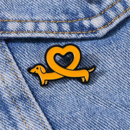 Adorable Kawaii Dachshund Enamel Brooch 🐾❤️ | Trendy Sausage Dog Lapel Pin for Fashionable Accessories ✨👒