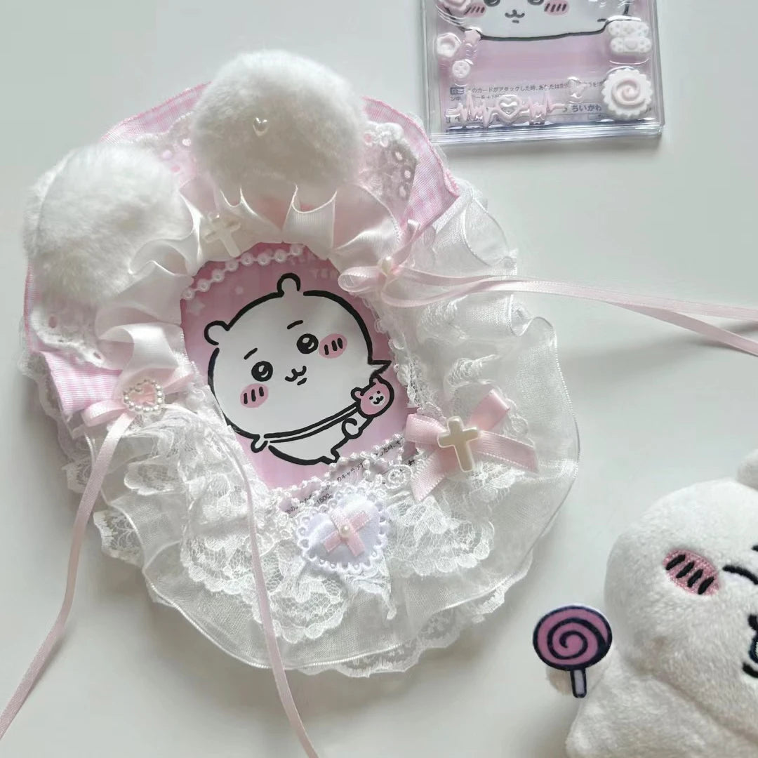 Bunny Style ID Card Holder Handmade Ribbon Blue Pink PVC Card Sleeve 🐰💖