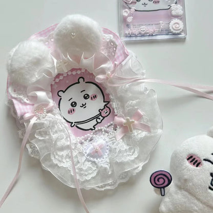 Bunny Style ID Card Holder Handmade Ribbon Blue Pink PVC Card Sleeve 🐰💖