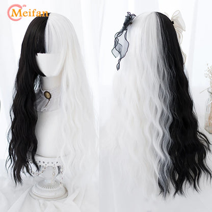 Kawaii Ombre Pink & Blonde Long Straight Wig 🎀✨ - Cute Lolita Cosplay Hair for Parties & Halloween! 🌸🖤