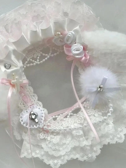 Bunny Style ID Card Holder Handmade Ribbon Blue Pink PVC Card Sleeve 🐰💖