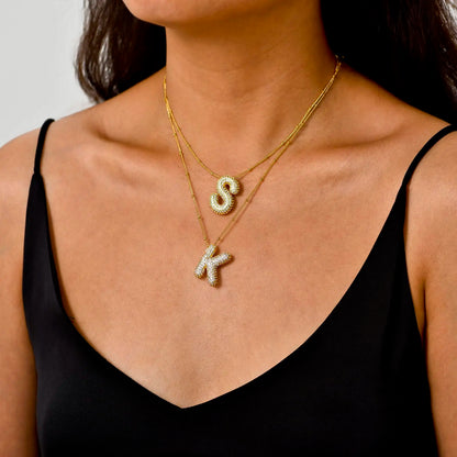 Kawaii Gold Plated Balloon Letter Necklace 🎈✨ | Chunky Initial Pendant Jewelry for Trendy Women 👩‍🎤💖
