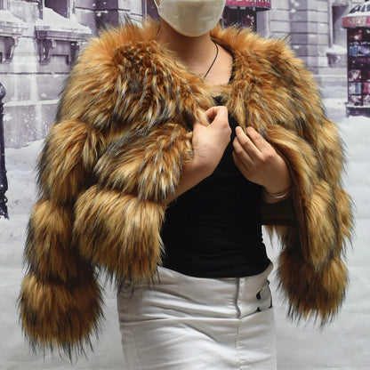 Kawaii Cozy Faux Fur Coat 🦊✨ Women's Winter Jacket in Brown 🍂 Plus Size Warmth & Style! 🎀