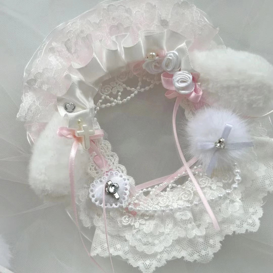 Bunny Style ID Card Holder Handmade Ribbon Blue Pink PVC Card Sleeve 🐰💖