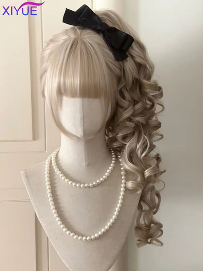 Double Ponytail Lolita Wig With Bangs Ombre Blonde Brown White Gray For Cosplay Harajuku Look 🎀✨💖