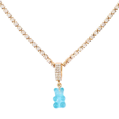 ✨Whimsical Gummy Bear Crystal Choker Necklace 🍬💖 - Adorable Multi-layered Clavicle Chain for Trendy Women!