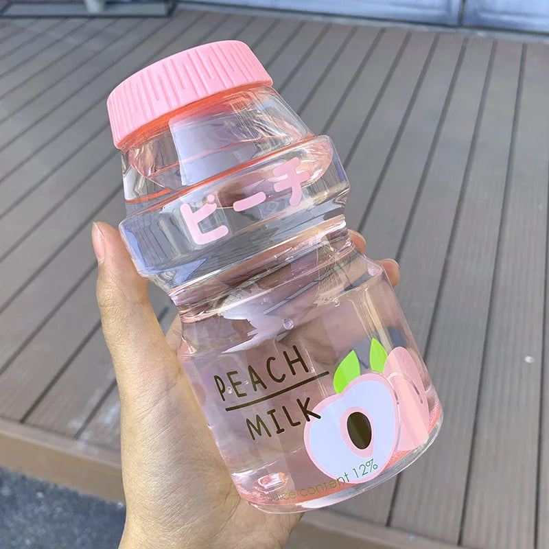 🍉 Cute & Colorful 480ml Frosted Fruit Water Bottle - Adorable Milk Carton Design for Kids! 🍑