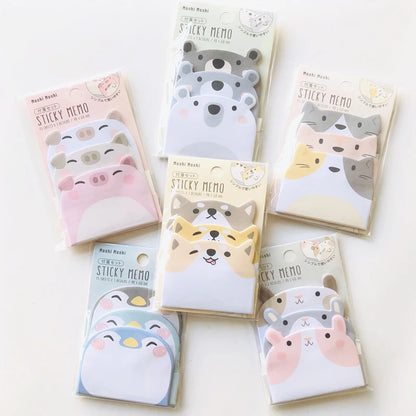 🐧✨ Adorable Animal Sticky Notes Set - 45 Sheets of Fun Penguin, Pig, Bear, & Cat Memo Pads for Students! 🎉📚