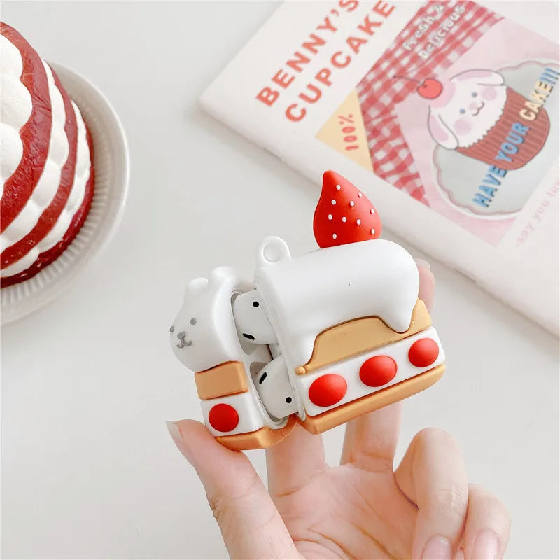 Kawaii 3D Cat Ear AirPods Case 🐱✨ Cute Silicone Cover for AirPods 1, 2 & Pro 🎧