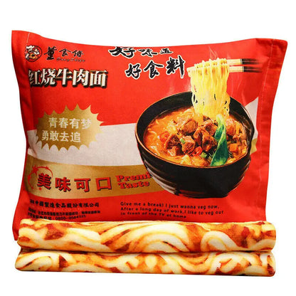 🍜 Plush Ramen Noodle Pillow & Cozy Blanket Set 🌟 3D Food Fun Gift! 🎁 - Pixie Quill