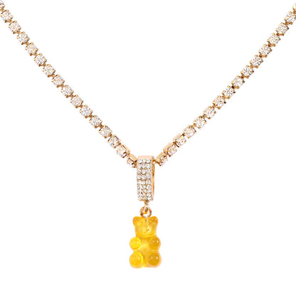 ✨Whimsical Gummy Bear Crystal Choker Necklace 🍬💖 - Adorable Multi-layered Clavicle Chain for Trendy Women!