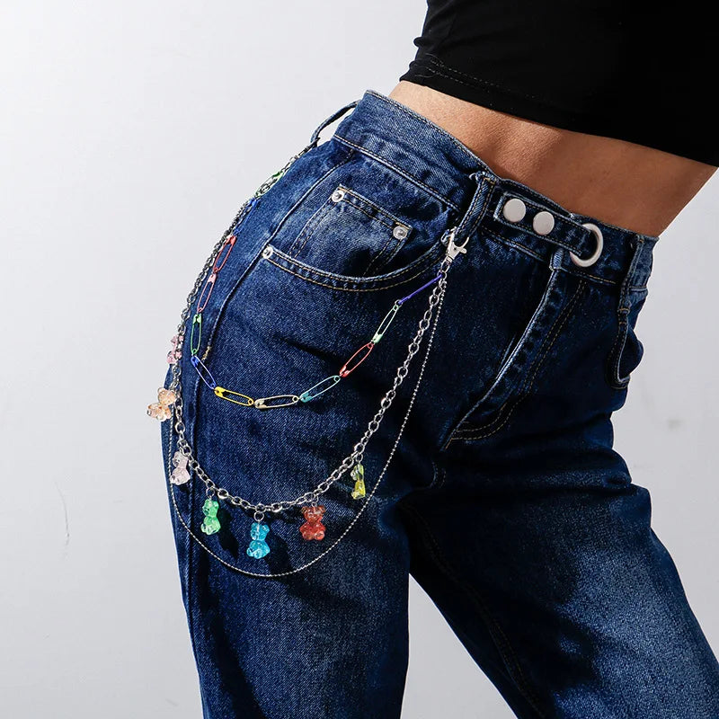 Kawaii Rainbow Resin Keychain 🌈✨ | Cute Hip Hop Waist Chain for Men & Women | Colorful Acrylic Flower Punk Jewelry 🌸💖