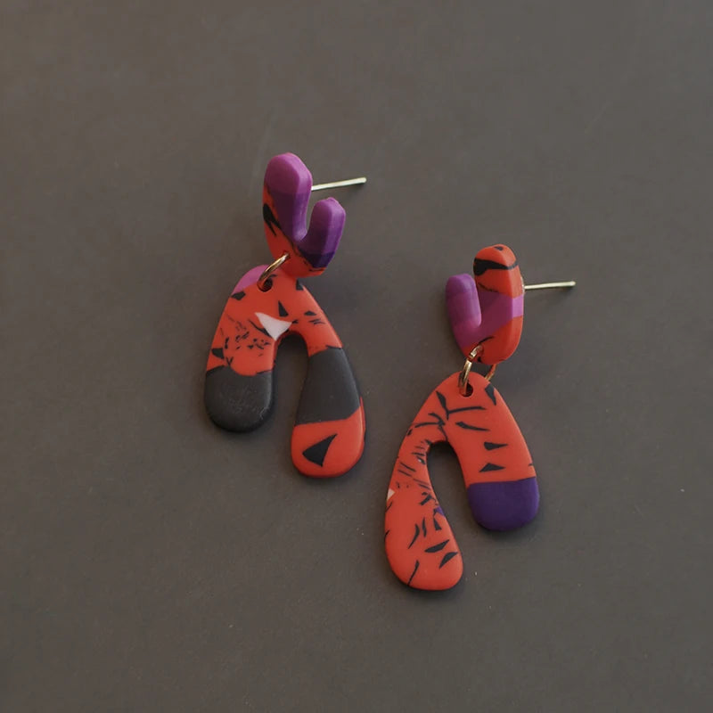 Turquoise Marble Drop Earrings Set Lightweight Polymer Clay Geometric 🎀✨