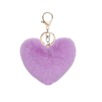 Kawaii Love Heart Pom Pom Keychain 💖✨ Fluffy Pompom Keyring for Girls - Adorable Bag Charm! 👜🎀