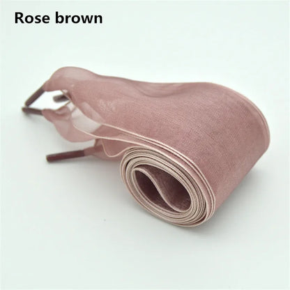 Wide 4cm Transparent Chiffon Silk Flat Shoelaces With Big Bow 👟🎀