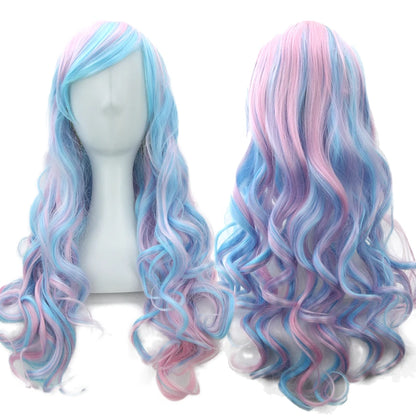 Soowee Rainbow Cute Ombre Cosplay Wig With Bangs For Black Women Synthetic High Temperature Fiber Halloween Costume 🌈✨