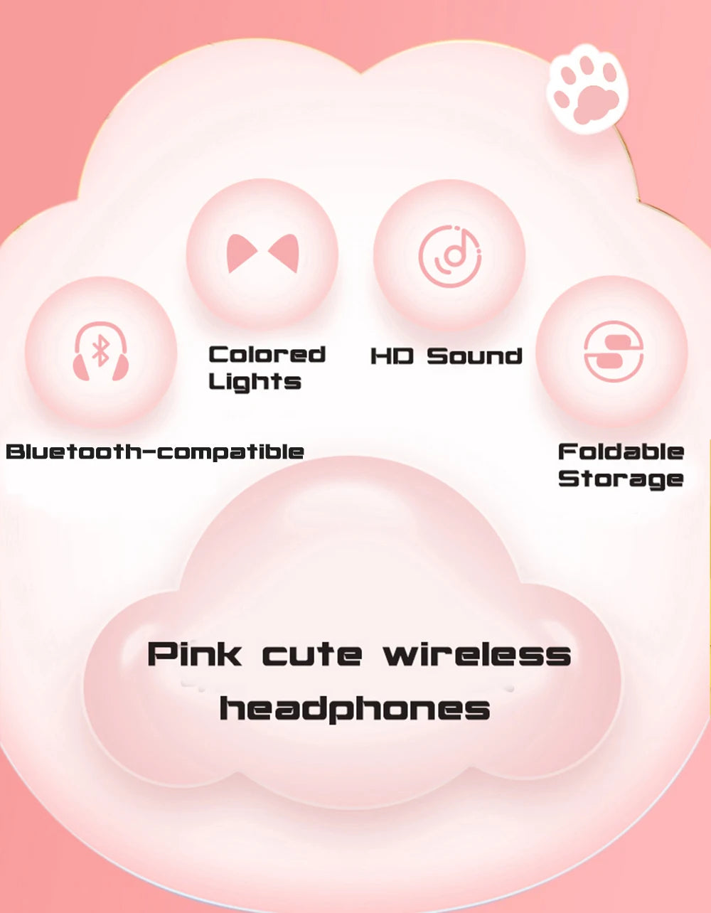 Kawaii Pink Cat Ears Bluetooth Headphones 🎧💕 | Cute Foldable Stereo Earphones with Microphone for Kids & Girls 🎀✨